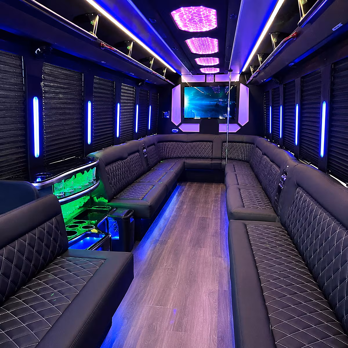 50 Passenger Party Bus Inside