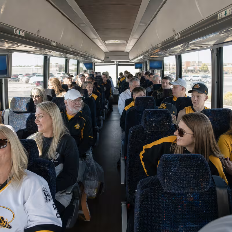 Passenger seating aboard a Amarillo party bus rental