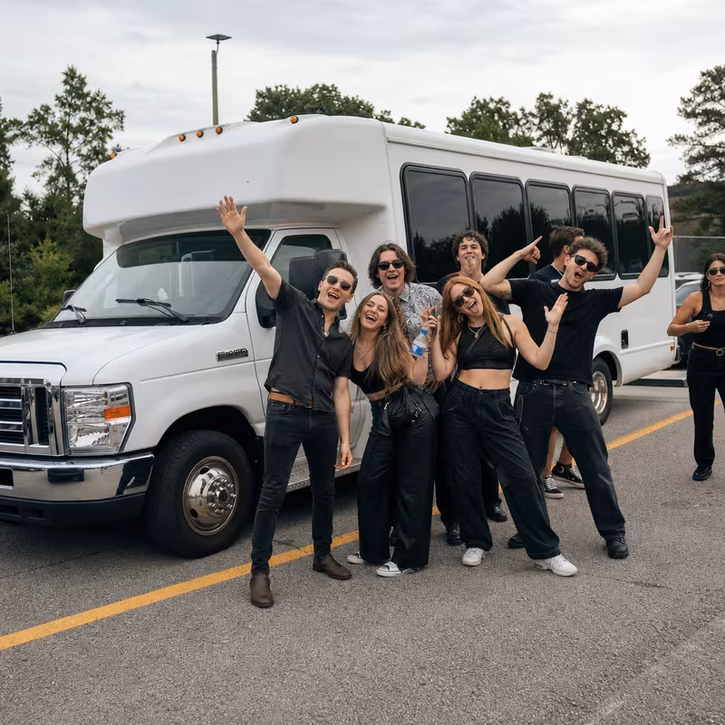 Black Mercedes Sprinter van staged for an Amarillo Concert Transportation group