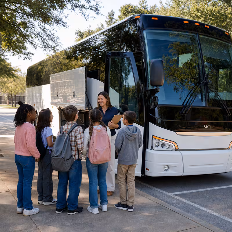 Black Mercedes Sprinter van staged for an Amarillo School Transportation group